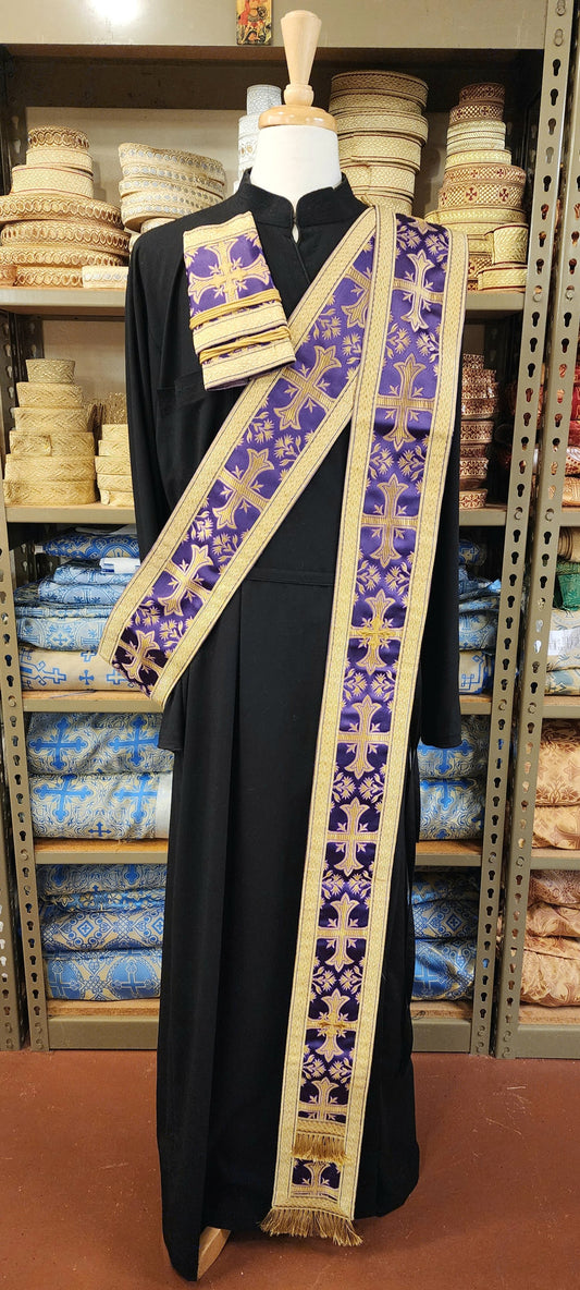 Deacon orarion & cuff set, Corinth purple