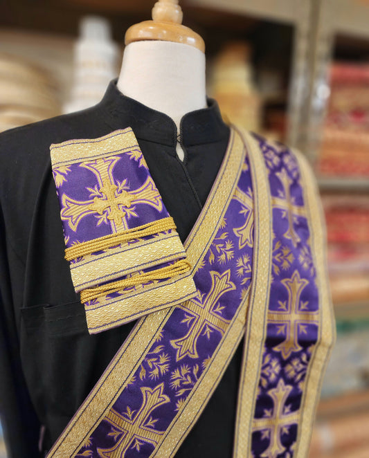 Deacon orarion & cuff set, Corinth purple