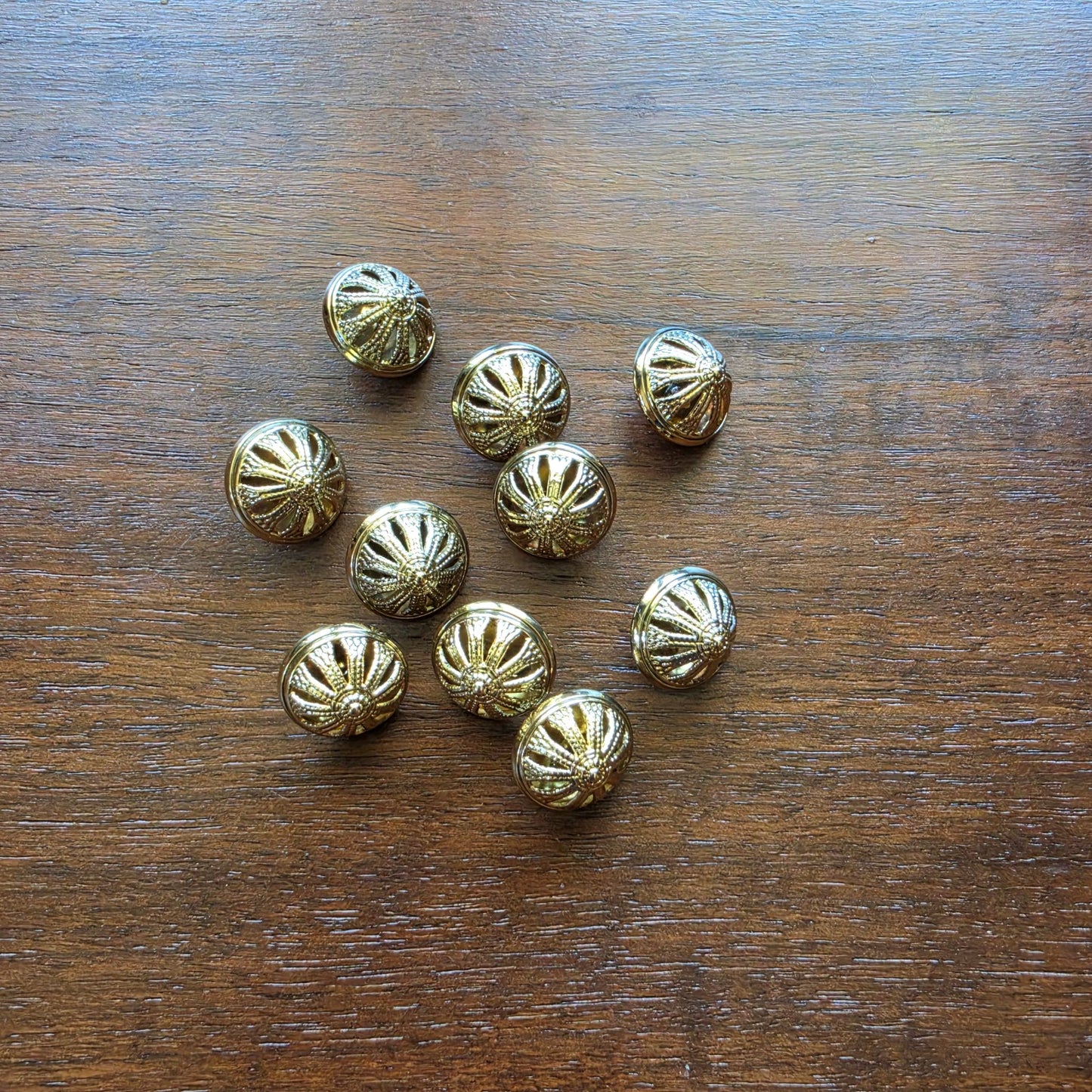 Gold filigree buttons, pack of 10