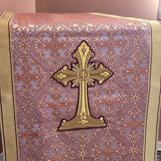 Icon stand cover, Mistra with gold crosses, set of 2